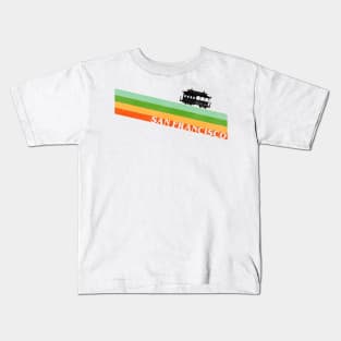 70s Style San Francisco Trolley Stripe Kids T-Shirt